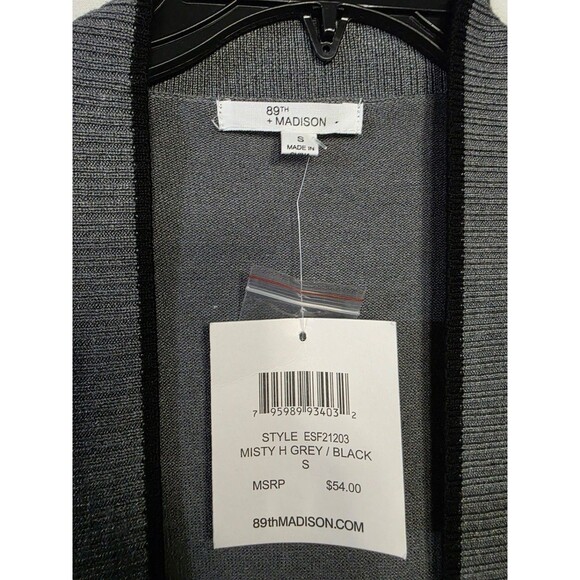 89TH MADISON Women's Open Front Cardigan S Misty H Grey Style ESF21203 NWT - Picture 4 of 4